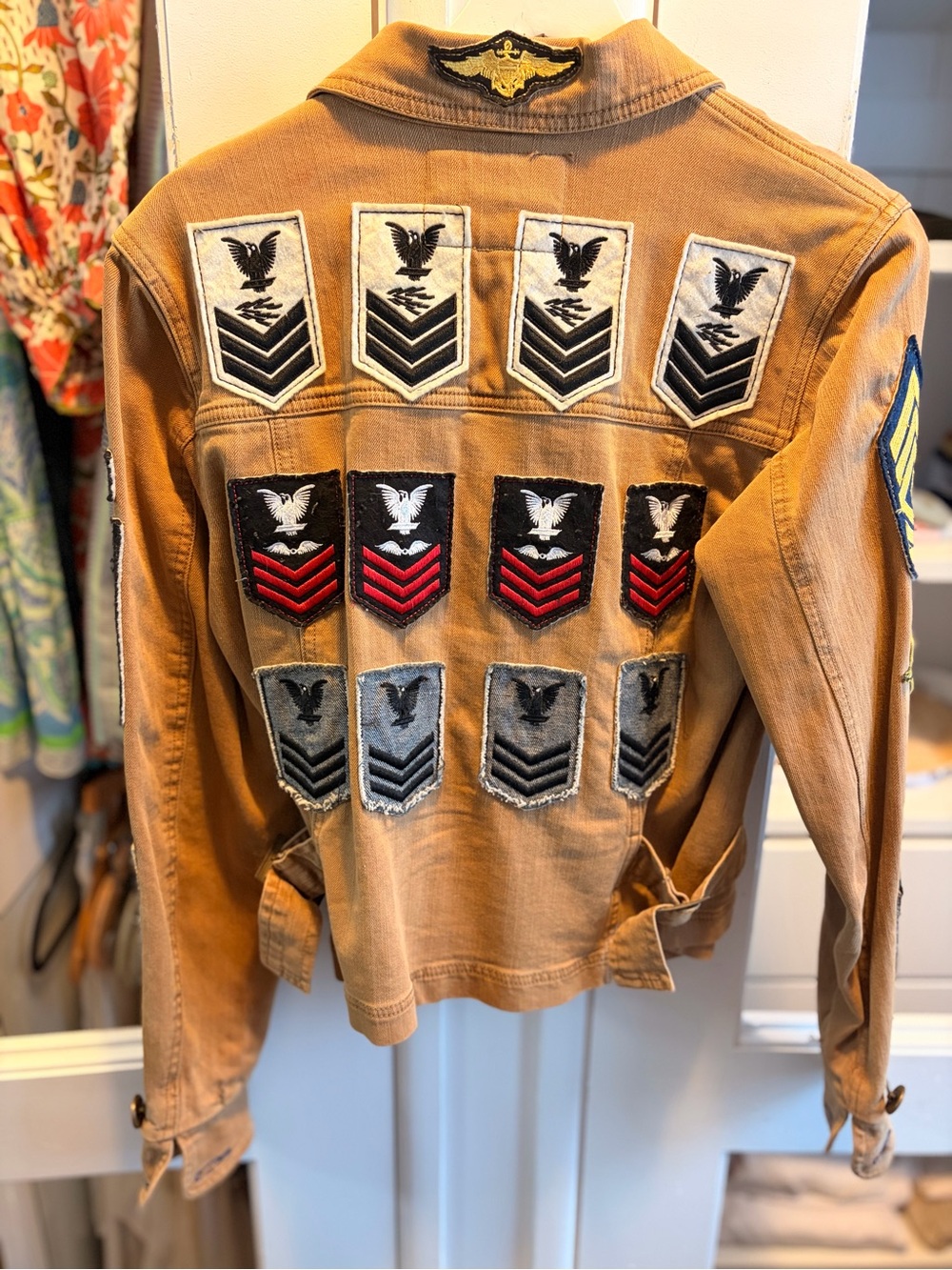 Double D Ranch Tan Embroidered Patch Bomber Jacket - Picture 5 of 5